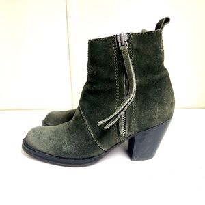 Acne Studios Pistol Suede Ecru Boot 37 Leather Women 7M Fringe Ankle Booties